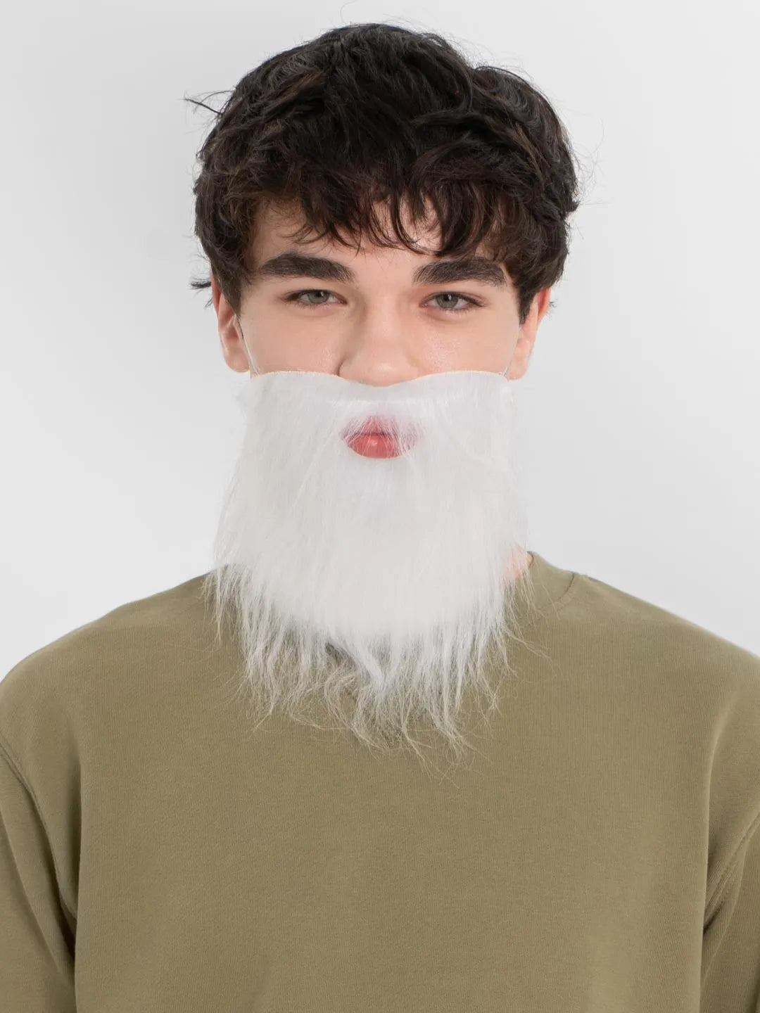 NessiWorld White Flecked Elastic Back White Fake Beard Adult Child Compatible
