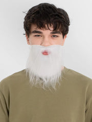 NessiWorld White Flecked Elastic Back White Fake Beard Adult Child Compatible
