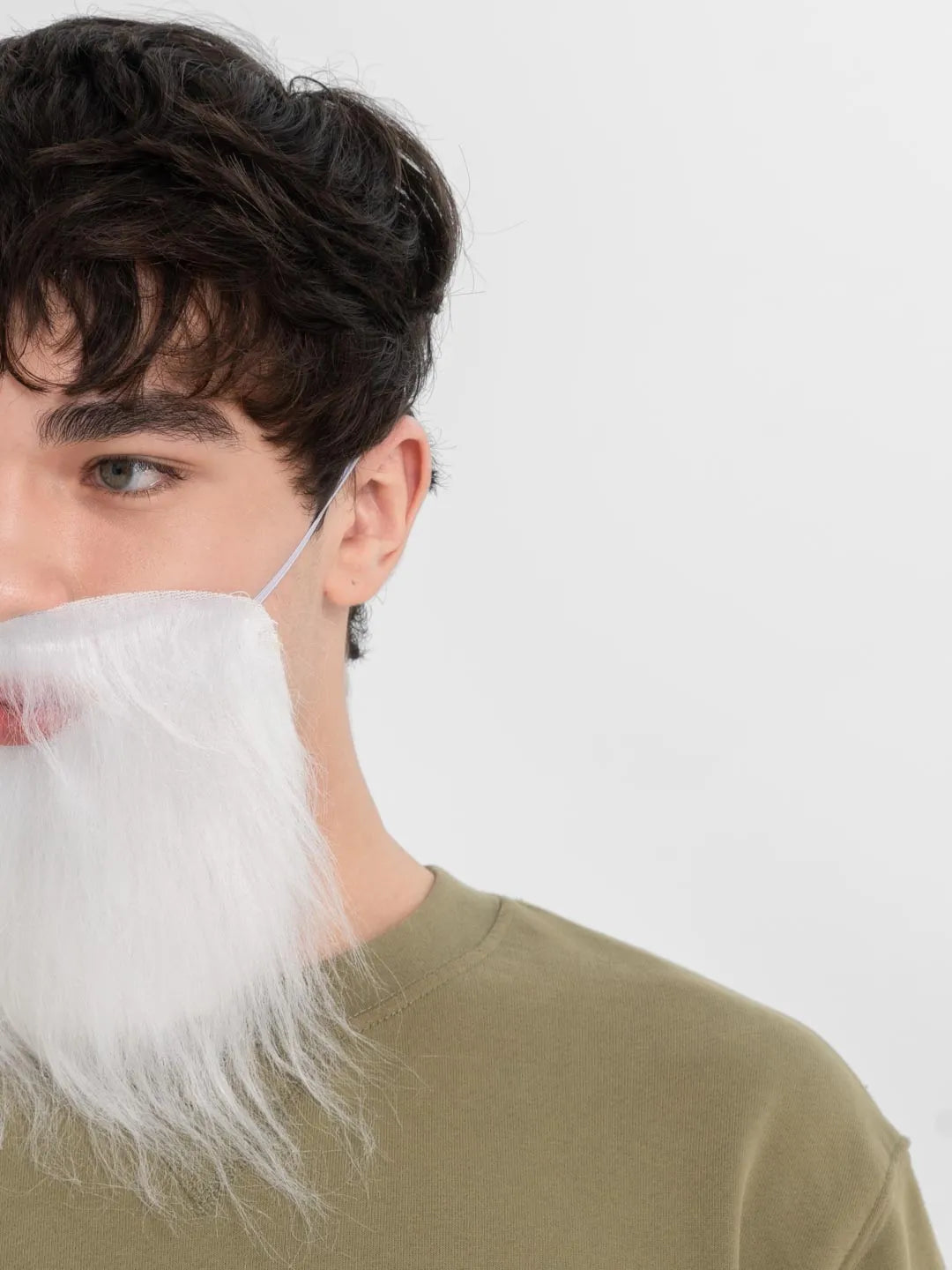 NessiWorld White Flecked Elastic Back White Fake Beard Adult Child Compatible