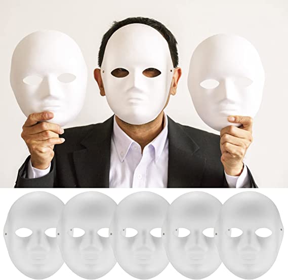Nessiworld White Color Paintable Anonymous Full Face Cosplay Mask 24x18cm