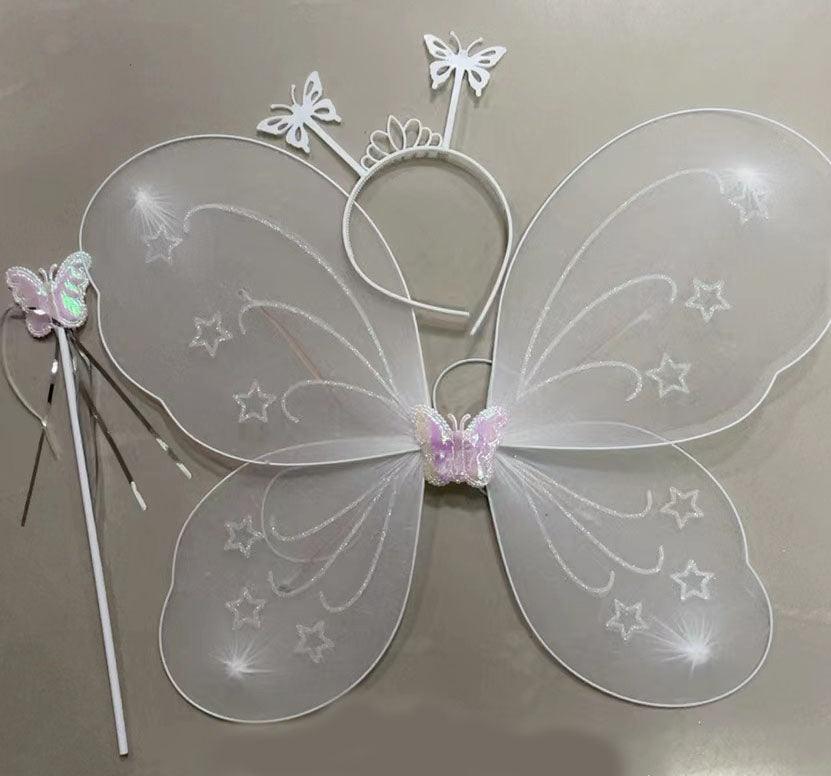 Nessiworld White Color Butterfly Wing Crown and Stick 50x37 cm