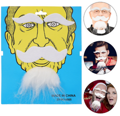 NessiWorld White Color Self Adhesive Fake Beard Moustache and Eyebrow Set