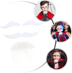NessiWorld White Color Self Adhesive Fake Beard Moustache and Eyebrow Set