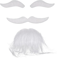 NessiWorld White Color Self Adhesive Fake Beard Moustache and Eyebrow Set