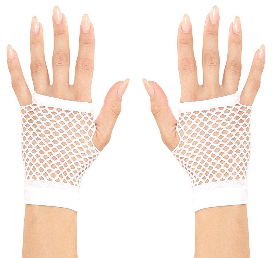 Nessiworld White Color Short Length Mesh Knitted Gloves