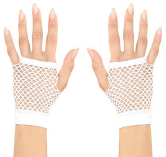 Nessiworld White Color Short Length Mesh Knitted Gloves