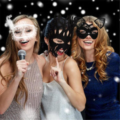 NessiWorld White Color Side Feather Pearl Embroidered Stone Lace Party Mask 17x12 cm