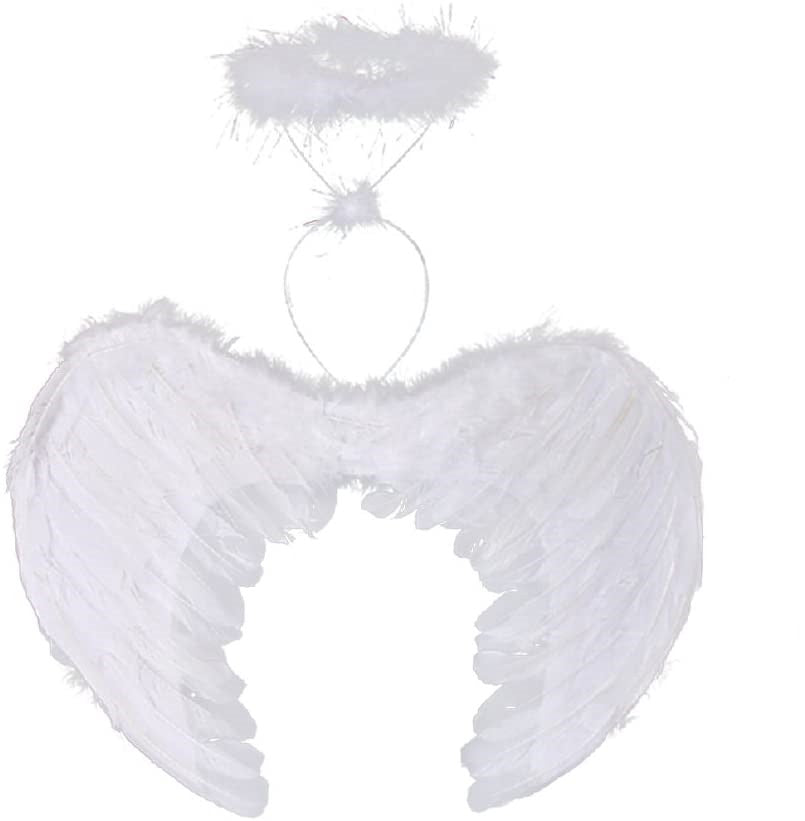 NessiWorld WhiteColorfulFuzzyBabyAngelWingsAndCrown30x45cm