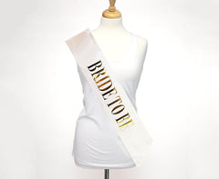 NessiWorld White Gold Large Bride To Be Written Glittery Shiny Sash Belt 10x80 cm