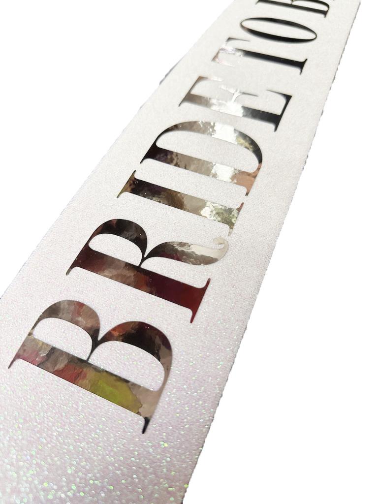 Nessiworld White Silver Large Bride To Be Written Glittery Shiny Sash Belt 10x80 cm