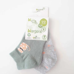 Nessiworld Nessiworld Bibaby Biorganic Cat 2'Li Yaş Patik Çorap 68427 Mint Gri