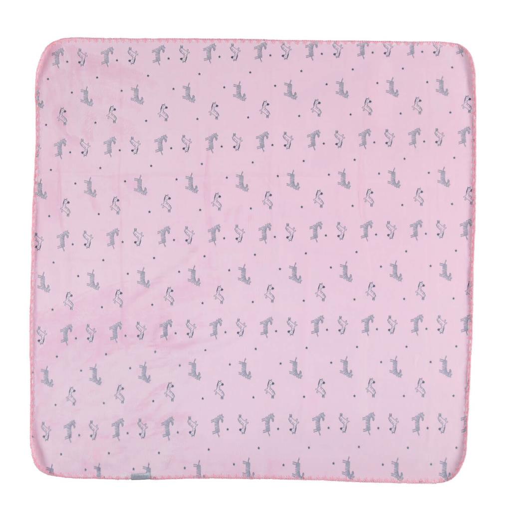 Nessiworld Happy Zebra Land Fluffy Baby Blanket 64529 Pink