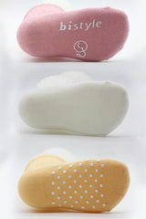 Nessiworld Bistyle Basic Non-Slip Combed Cotton Ankle Socks 3-Pack BS10106 Powder Ecru Salmon