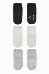 Nessiworld Bistyle Basic Non-Slip Combed Cotton Socks 3-Pack BS10106 Black Ecru Gray
