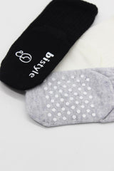 Nessiworld Bistyle Basic Non-Slip Combed Cotton Socks 3-Pack BS10106 Black Ecru Gray