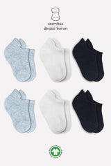 Nessiworld Bistyle Basic Combed Cotton Sneakers Socks 6-Piece BS20101B Ecru Gray Black