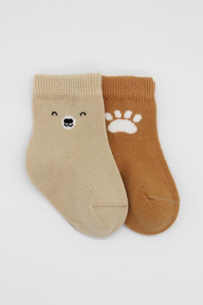 Nessiworld Bistyle Bear Combed Cotton Socks 2-Piece BS10116 Beige