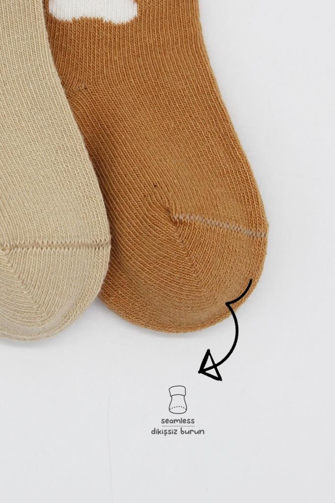 Nessiworld Bistyle Bear Combed Cotton Socks 2-Piece BS10116 Beige