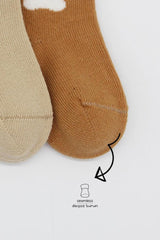 Nessiworld Bistyle Bear Combed Cotton Socks 2-Piece BS10116 Beige