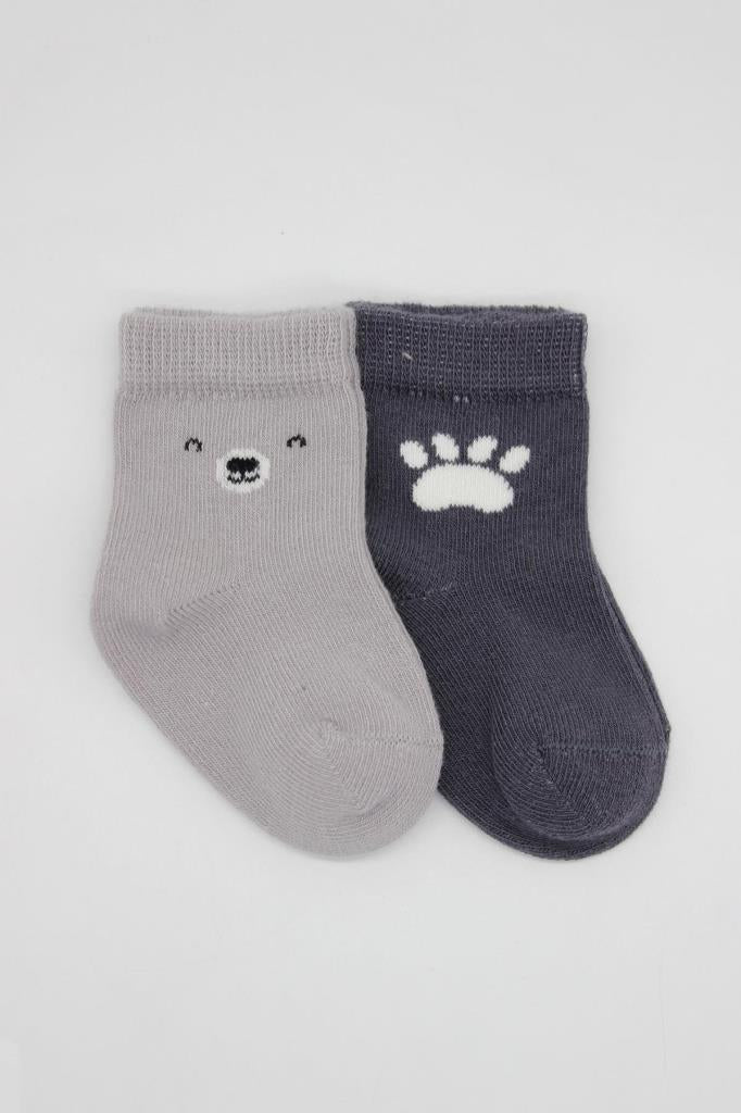 Nessiworld Bistyle Bear Combed Cotton Socks 2-Pack BS10116 Gray