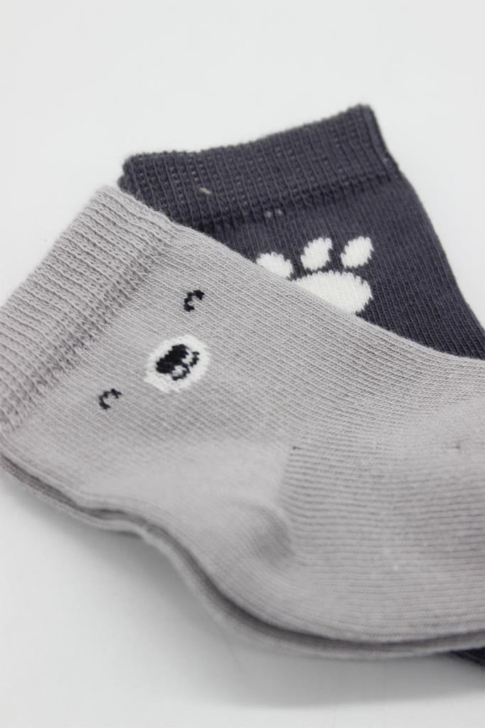 Nessiworld Bistyle Bear Combed Cotton Socks 2-Pack BS10116 Gray