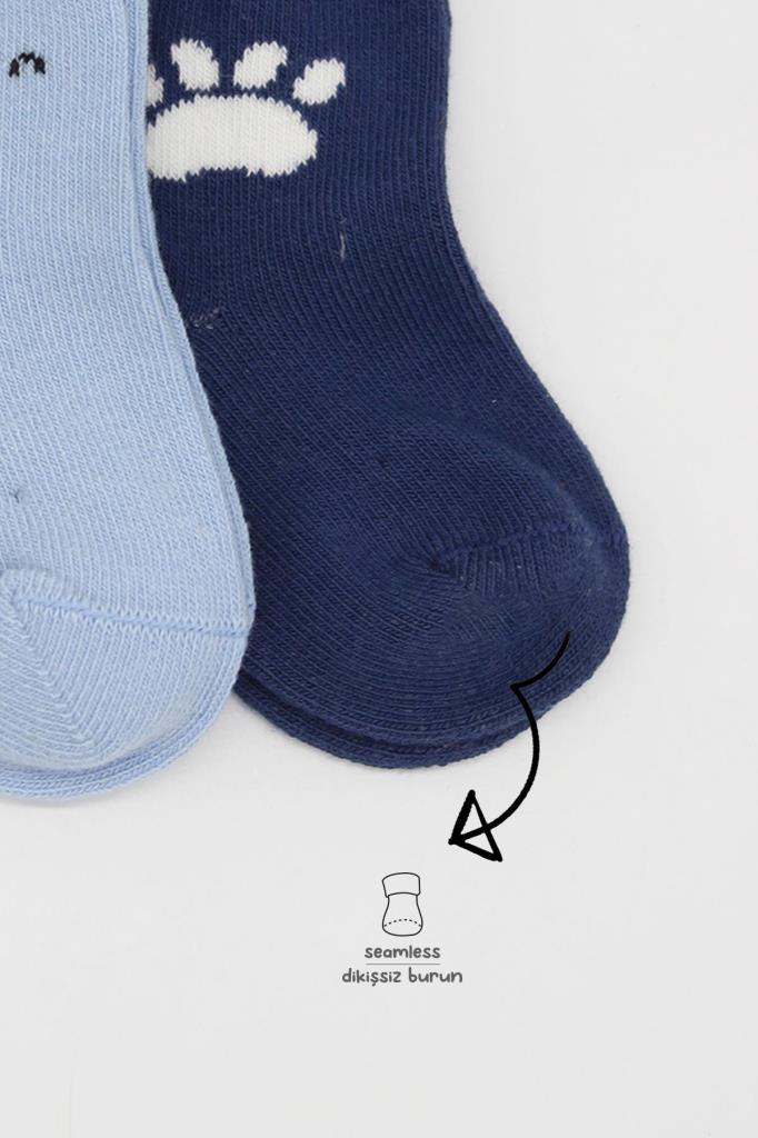 Nessiworld Bistyle Bear Combed Cotton Socks 2-Pack BS10116 Blue