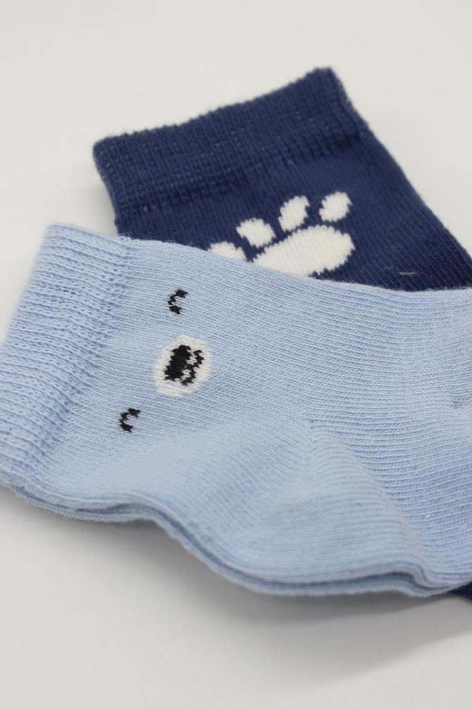 Nessiworld Bistyle Bear Combed Cotton Socks 2-Pack BS10116 Blue