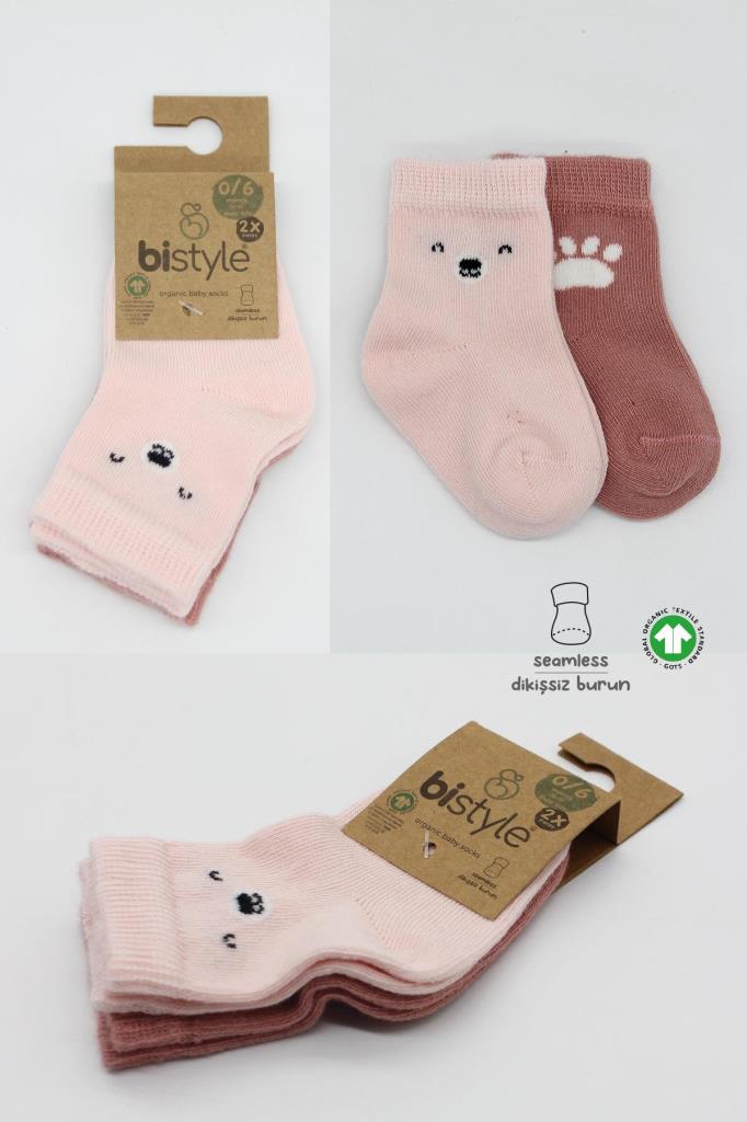 Nessiworld Bistyle Bear Penye Soket Çorap 2'Li BS10116 Pembe