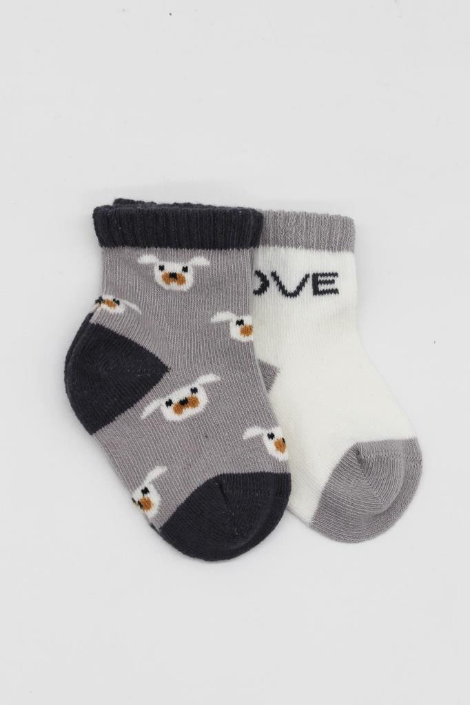 Nessiworld Bistyle Love Dog Penye Soket Çorap 2'Li BS10118 Gri