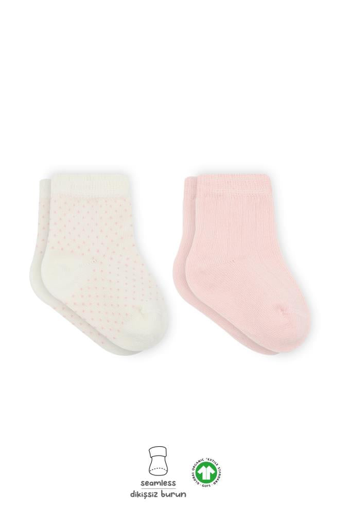Nessiworld Bistyle Puan Derby Penye Soket Çorap 2'Li BS10103 Pembe Ekru