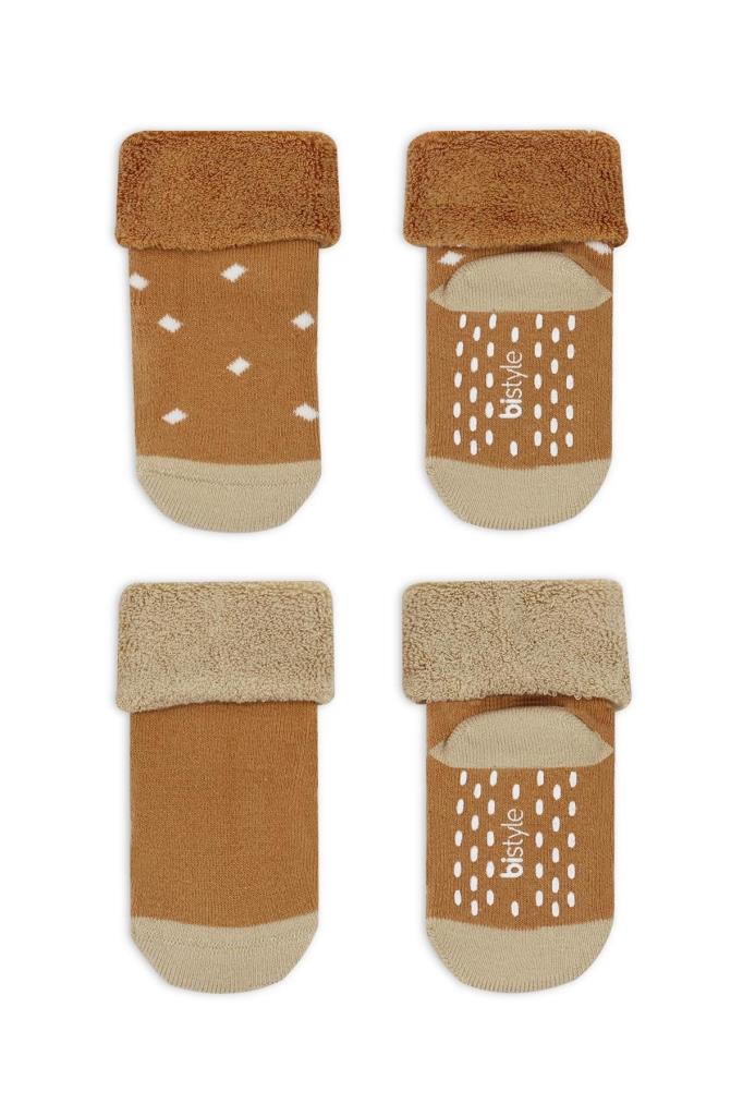 Nessiworld Bistyle Puanlı Kaymaz Havlu Soket Çorap 2'Li BS10502 Hardal
