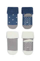 Nessiworld Bistyle Dotted Non-Slip Towel Socks 2-Pack BS10502 Indigo Gray