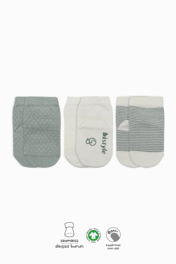 Nessiworld Bistyle Dotted Non-Slip Combed Cotton Ankle Socks 3-Piece BS10108 Nil