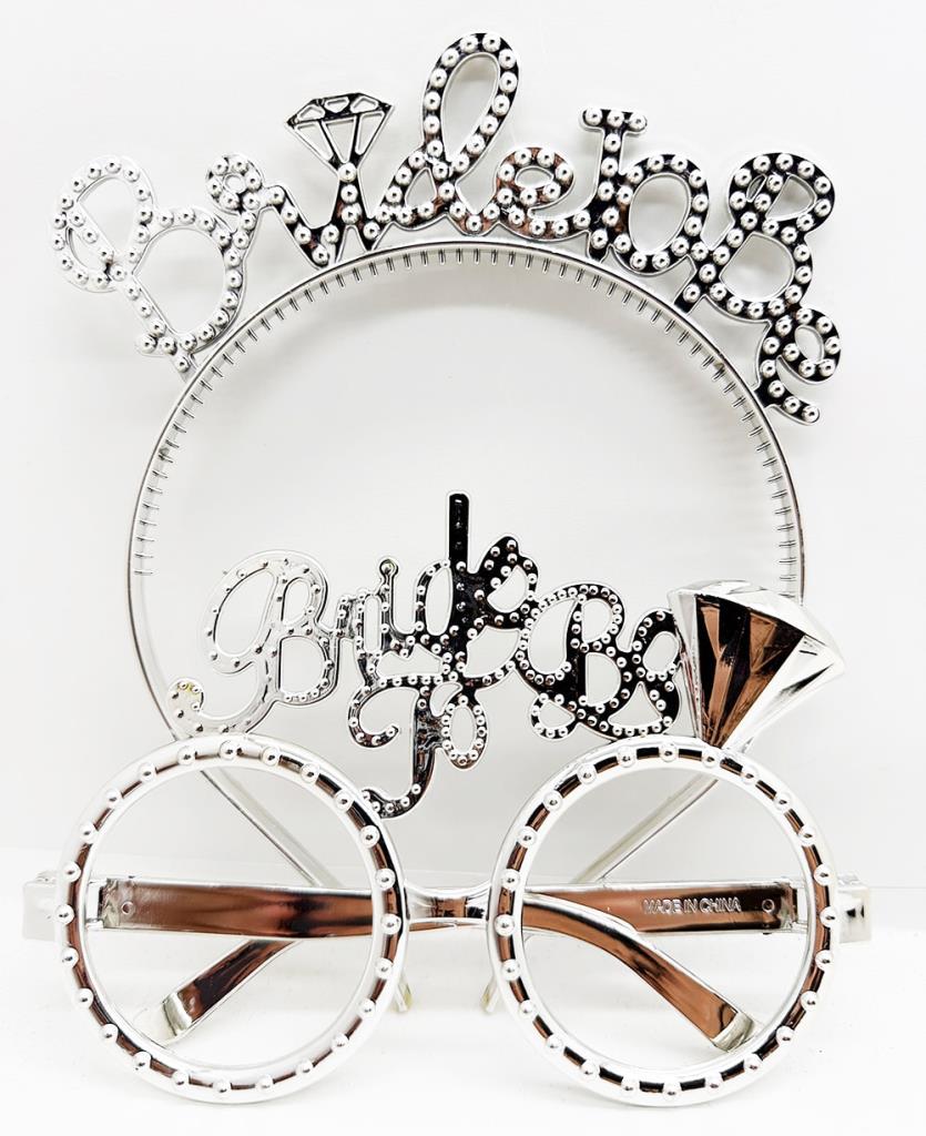 NessiWorld BrideToBeWrittenCrownandBrideToBeWrittenGlassesSetSilverColor
