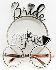NessiWorld BrideWrittenCrownandBrideToBeWrittenGlassesSetSilverColor