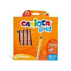 NessiWorld Carioca Baby "3 in 1" Jumbo Wooden Body Crayons 10 Pieces