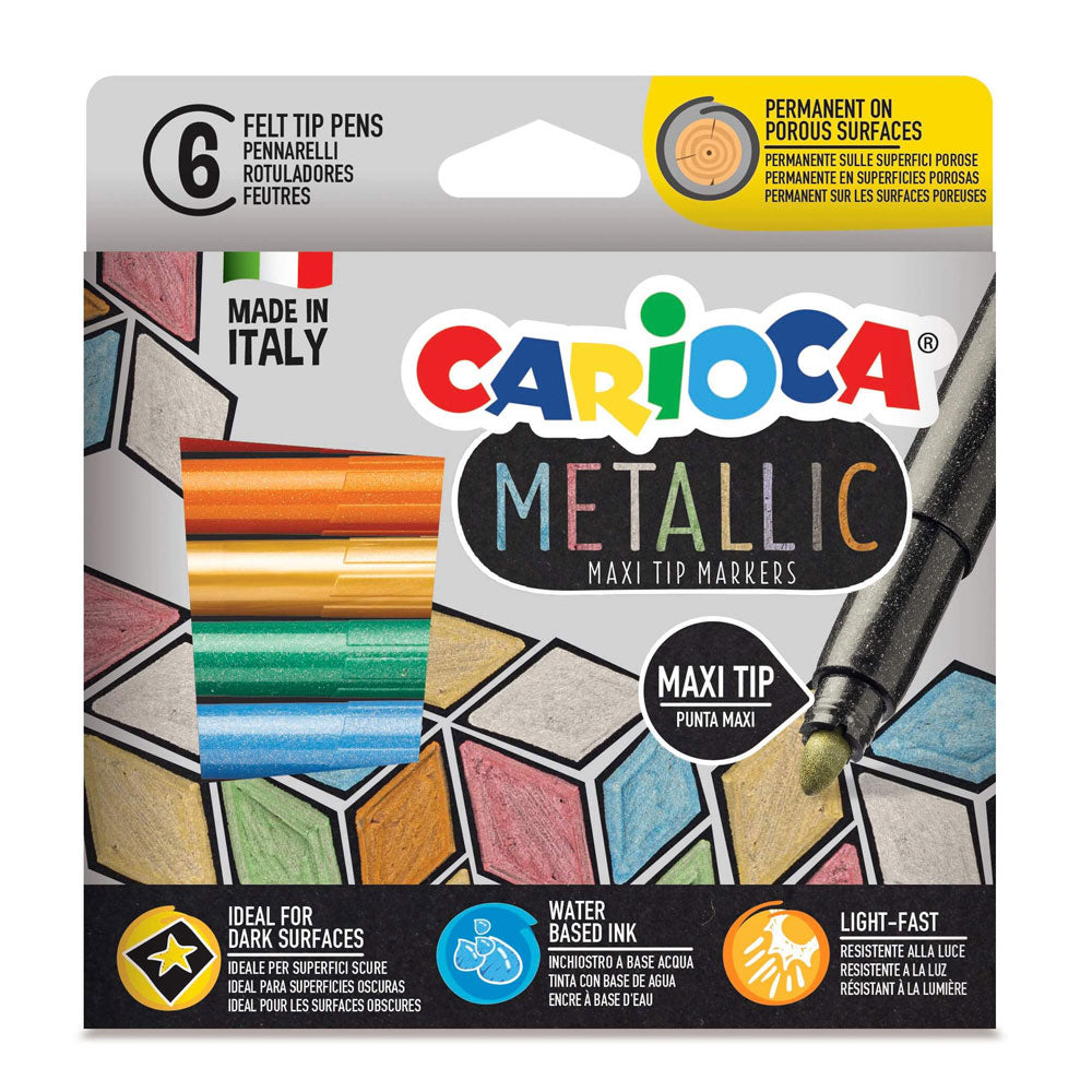 Nessiworld Carioca Metallic Jumbo Felt Tip Pen 6 Pieces