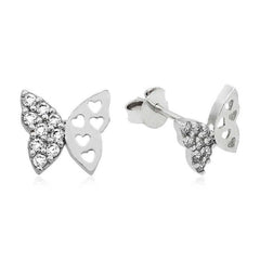 Silver Studded Butterfly Earrings