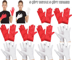 Nessiworld Çocuk Gösteri Eldiven Seti – 5 Çift Beyaz &amp; 5 Çift Kırmızı