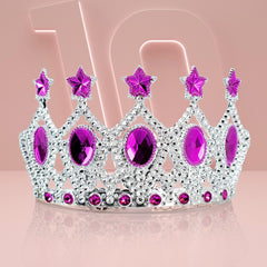 NessiWorld KidsQueen Crown-FuchsiaStar EmbroideredPrincess Crown15x7cm