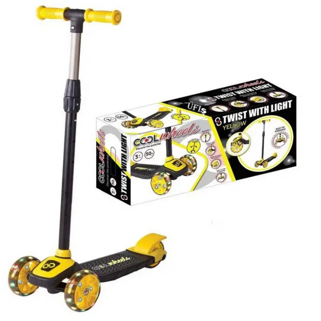 Trottinette 3 roues Nessiworld Cool Wheels Twist à LED Jaune
