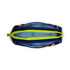 Nessiworld Coral High Kids Navy Blue Neon Yellow Monster Patterned Three Compartment Pencil Bag 22026