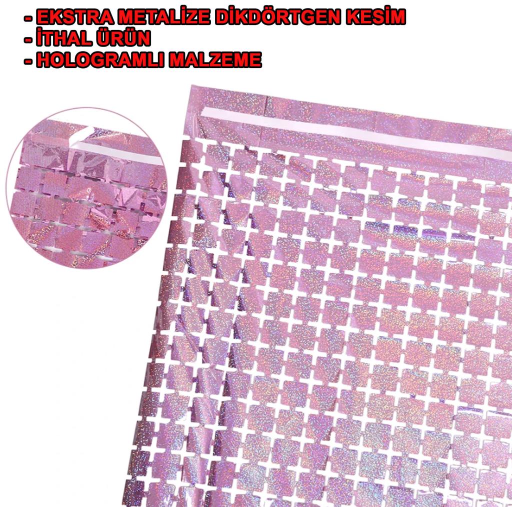 NessiWorld Extra Metalized Rose Gold Color Disco Rectangle Cut Door Curtain Decoration 1x2 Meters