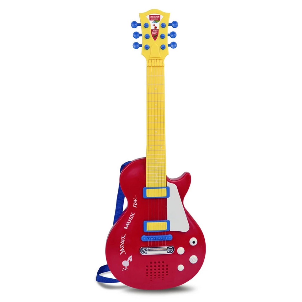 Nessiworld Red Guitar with Electronic Keys and String Strap