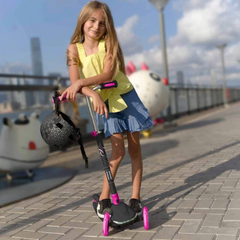 Trottinette pliable Nessiworld Evo à 3 roues, rose et lumineuse