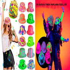 Nessiworld Different Patterns Plastic Neon UV Light Party Hat 1 Piece