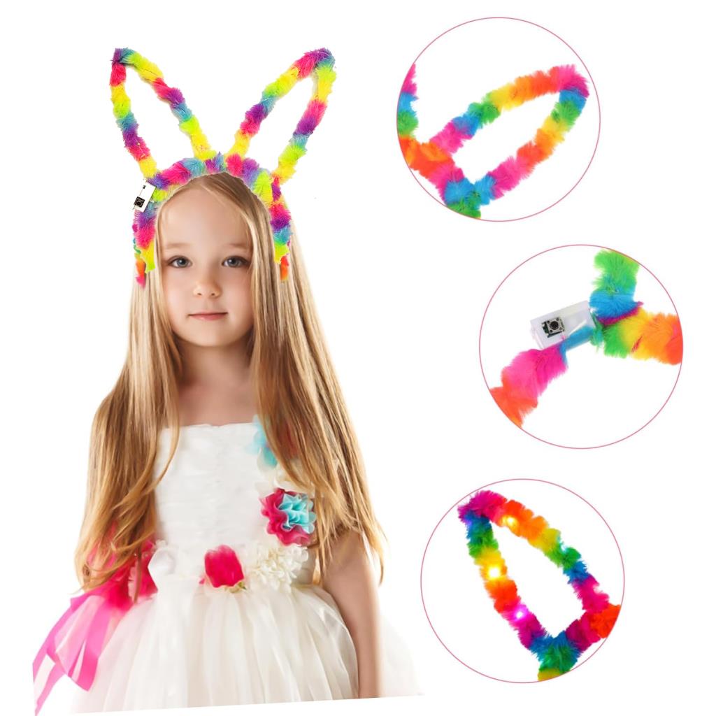 Nessiworld Fiber Optic LED Rainbow Rabbit Ears 17x23 cm