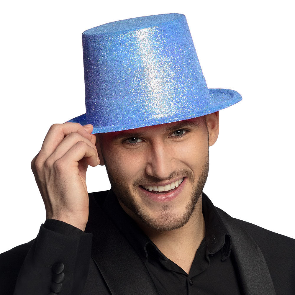 Nessiworld Fluorescent Blue Color Glitter Long Felt Bowler Hat 12 cm