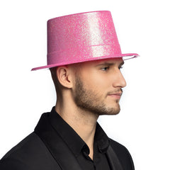 Nessiworld Fluorescent Pink Color Glitter Long Felt Bowler Hat 12 cm