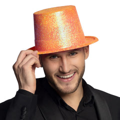 NessiWorld Fluorescent Orange Color Glitter Long Felt Bowler Hat 12 cm